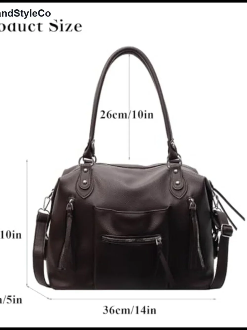 Large Vegan Leather Hobo Tote Bag Slouchy Shoulder Purse Crossbody